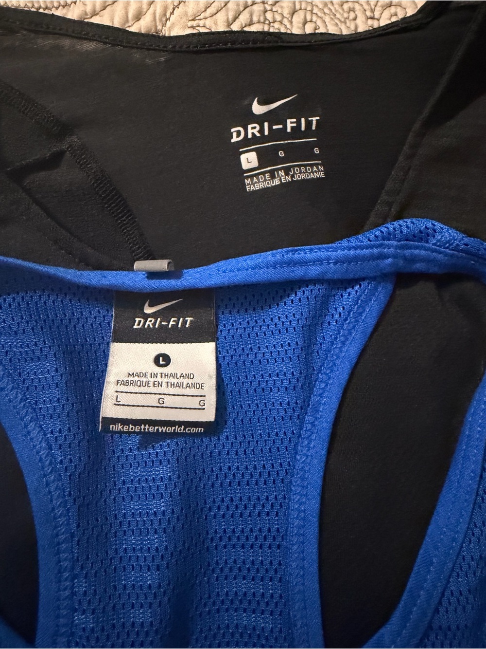 Nike Black Short-Sleeve Top with Royal Blue Mesh Tank - Picture 7 of 7